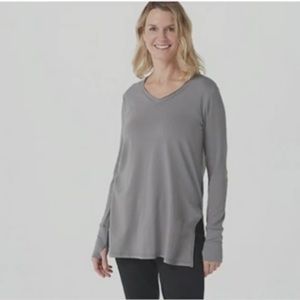 Zuda Grey Long-Sleeve Knit Layering Tunic Top Size Large